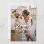 Poetic Script Photo Wedding Invitation PSC Bedankkaart (Voorkant)