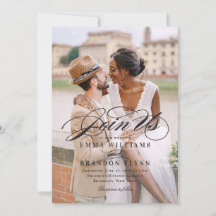 Poetic Script Photo Wedding Invitation PSC Bedankkaart