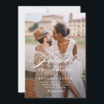 Poetic Script Photo Wedding Invitation PSC Kaart<br><div class="desc">Modern ontwerp van © berrysnoot. Afdrukbare digitale bestanden en overeenkomende objecten zijn beschikbaar! Bezoek onze website op www.berryberrysweet.com voor meer informatie!</div>