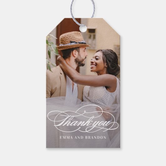 Poetic Script Trouwgunst Label Dank u Labels Cadeaulabel (Voorkant)