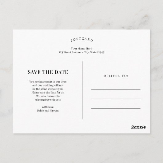 Poetic Script Wedding Save the Date Briefkaart (Achterkant)