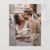 Poetic Script Wedding Save the Date Briefkaart (Voorkant)