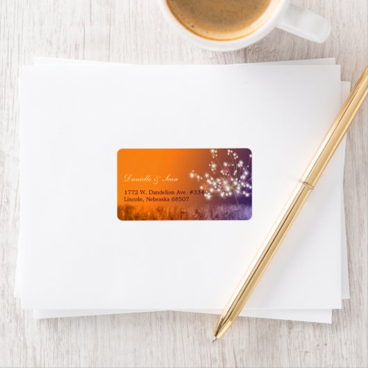 Poetic Twilight Dandelion Wedding Address Etiket (Insitu)