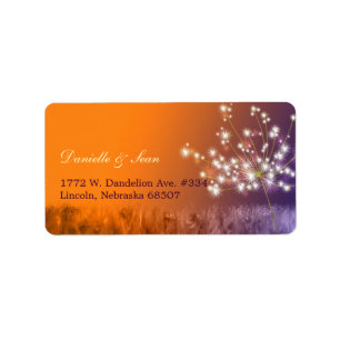 Poetic Twilight Dandelion Wedding Address Etiket