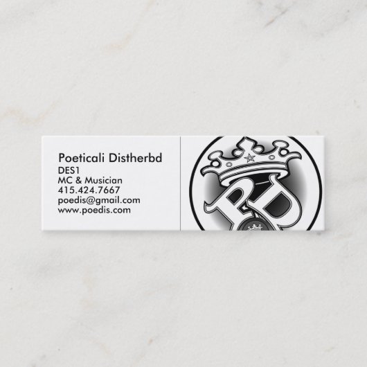 Poeticali Distherbd, MC-kaart Mini Visitekaartje (Voorkant)