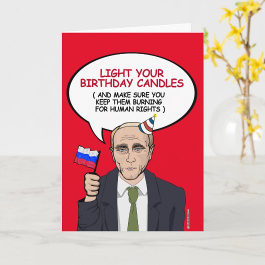 Poetin Birthday Kaart - Laat uw kaarsen branden (Gele Bloem)