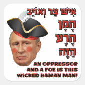 Poetin de boze Haman - Purim Satire Slava Ukraine! Vierkante Sticker (Voorkant)
