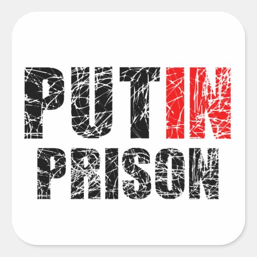 Poetin in de gevangenis zetten vierkante sticker (Voorkant)