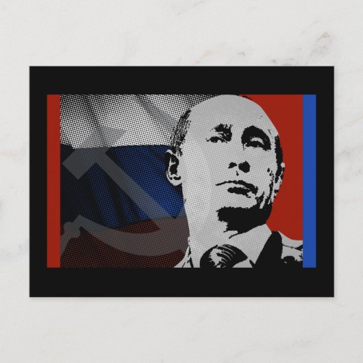 Poetin met Russische vlag Briefkaart (Voorkant)