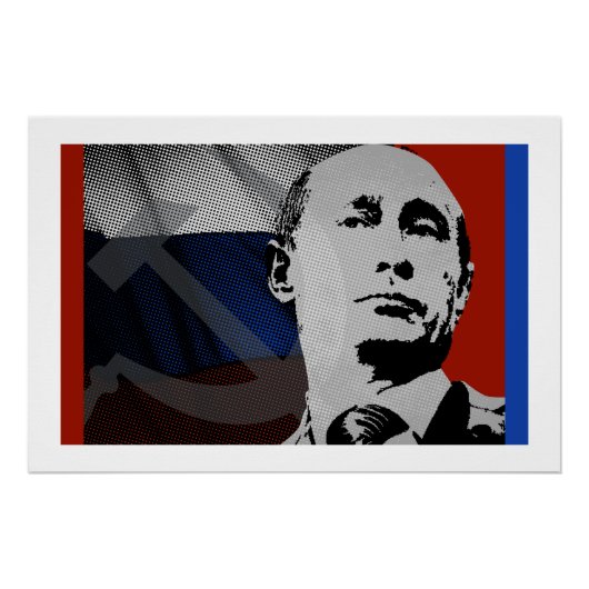 Poetin met Russische vlag Poster (Voorkant)