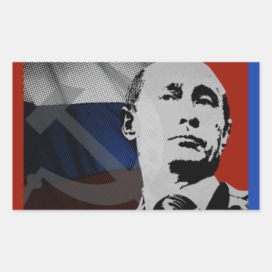 Poetin met Russische vlag Rechthoekige Sticker (Voorkant)