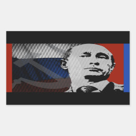 Poetin met Russische vlag Rechthoekige Sticker