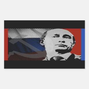 Poetin met Russische vlag Rechthoekige Sticker