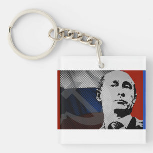 Poetin met Russische vlag Sleutelhanger