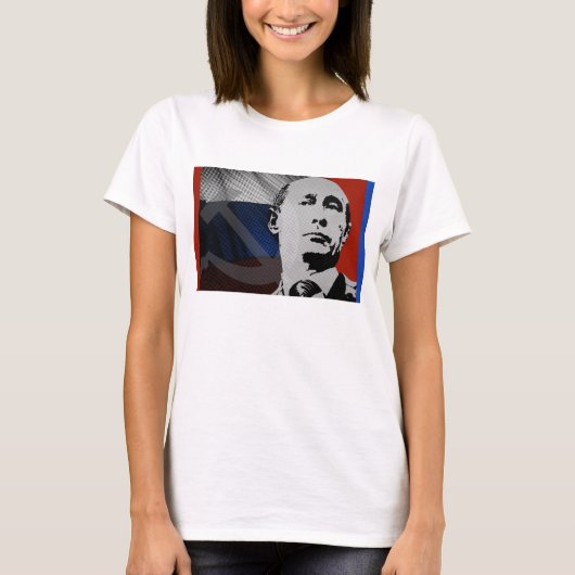 Poetin met Russische vlag T-shirt (Voorkant)