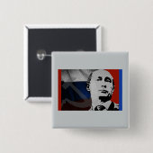 Poetin met Russische vlag Vierkante Button 5,1 Cm (Voorkant /achterkant)