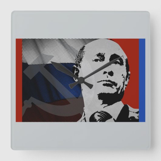 Poetin met Russische vlag Vierkante Klok (Voorkant)