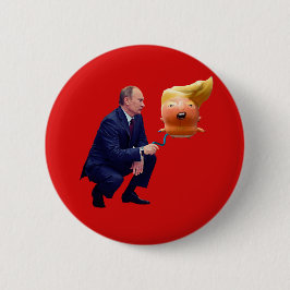 Poetin speelt mee met Trump ballon Ronde Button 5,7 Cm