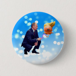 Poetin speelt mee met Trump ballon Ronde Button 5,7 Cm