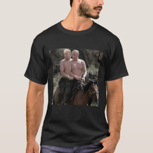 Poetin Trump Riding Horse Russia Humor T-shirt