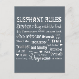Poëtisch ellefant Rules Typografisch Briefkaart