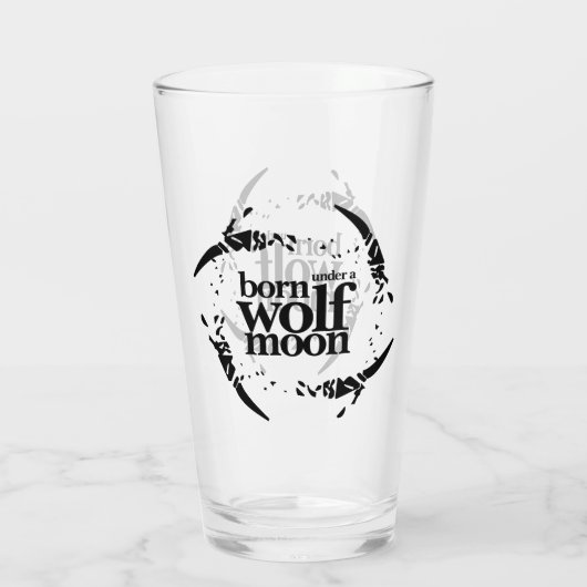 Poëtisch geboren onder Wolf Moon Claws Glas (Achterkant)