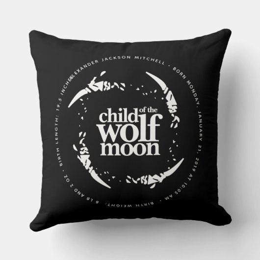 Poëtisch geboren onder Wolf Moon Claws Kussen (Achterkant)