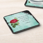 Poëtisch Rumi Quote Typografie met Red Rose Bier Onderzetter (Linkerzijde)