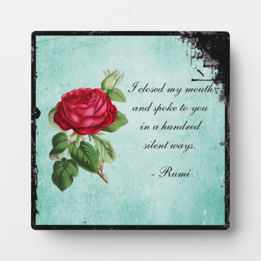 Poëtisch Rumi Quote Typografie met  Red Rose Fotoplaat (Voorkant)