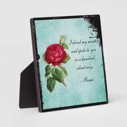 Poëtisch Rumi Quote Typografie met  Red Rose Fotoplaat (Voorkant)