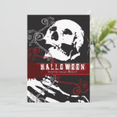 Poëtisch skeleton Death Scary Gothic Halloween Par Kaart (Staand voorkant)