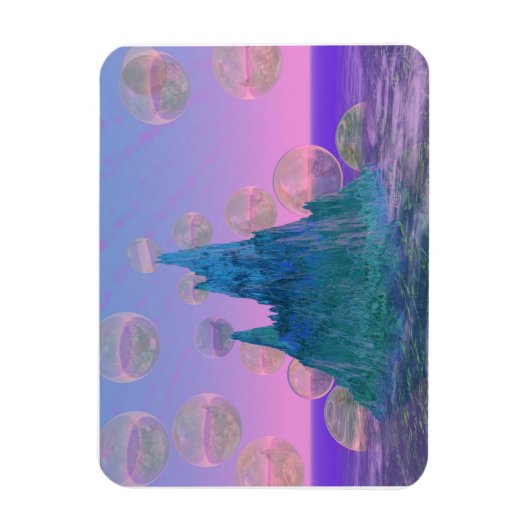 Poëtische Berg, Abstracte Magic Blauwgroen Roze Magneet (Verticaal)