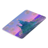 Poëtische Berg, Abstracte Magic Blauwgroen Roze Magneet (Linkerzijde)