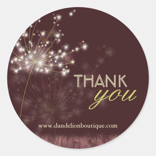 Poetische Herfst Dandelion Business Dank u Ronde Sticker (Voorkant)