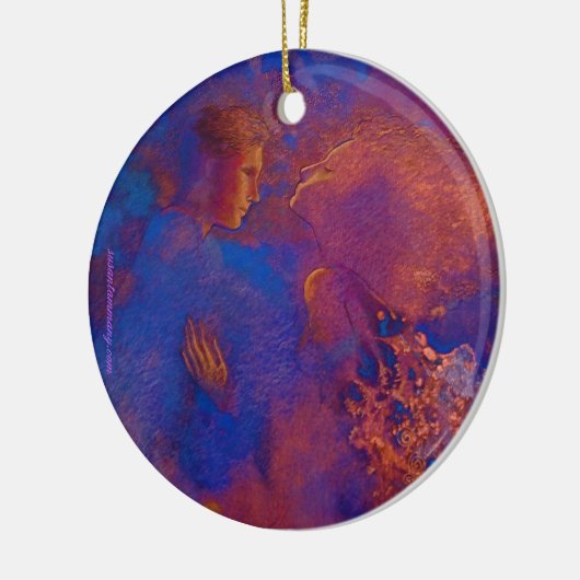 Poëtische liefhebbers keramisch ornament (Links)