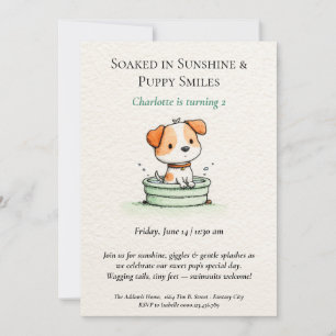 Poëtische & minimalistische Puppy Pool Party Uitno Kaart