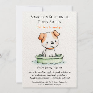 Poëtische & Minimalistische Puppy Zwembad Feest Ui Kaart