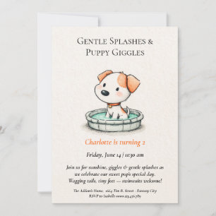 Poëtische & Minimalistische Puppy Zwembad Feest Ui Kaart