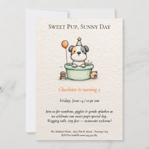 Poëtische & Minimalistische Puppy Zwembad Feest Ui Kaart