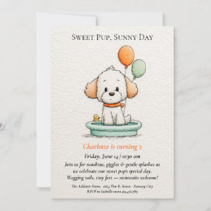 Poëtische & Minimalistische Puppy Zwembad Feest Ui Kaart