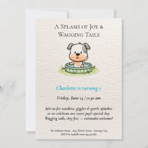 Poëtische & Minimalistische Puppy Zwembad Feest Ui Kaart