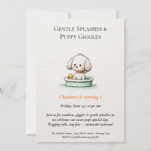 Poëtische & Minimalistische Puppy Zwembad Feest Ui Kaart