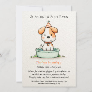 Poëtische & Minimalistische Puppy Zwembad Feest Ui Kaart