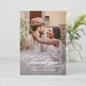 Poëtische Script Foto bruiloft dank u kaart (Staand voorkant)
