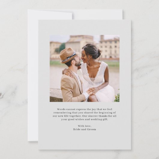 Poëtische Script Foto bruiloft dank u kaart (Achterkant)