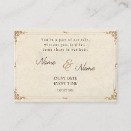 Poëtische vintage trouwuitnodigingskaart informatiekaartje