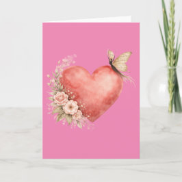 Poëtische Vlinder Vorm - Hart Gevouwen Wenskaart Kaart