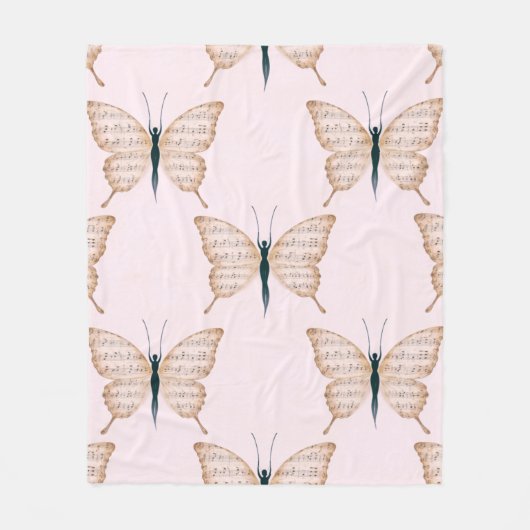 Poëtische Vlinder Vorm Roze Fleece Deken (Voorkant)