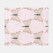 Poëtische Vlinder Vorm Roze Fleece Deken (Voorkant (Horizontaal))