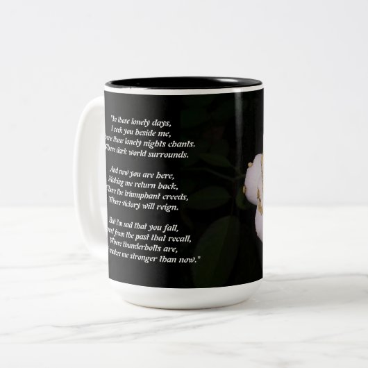 POetische witte roos mok (Voorkant links)